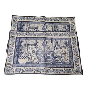Cottage Core Tapestry Style Placemats Country Kitchen Floral Set of 2 Tea Time